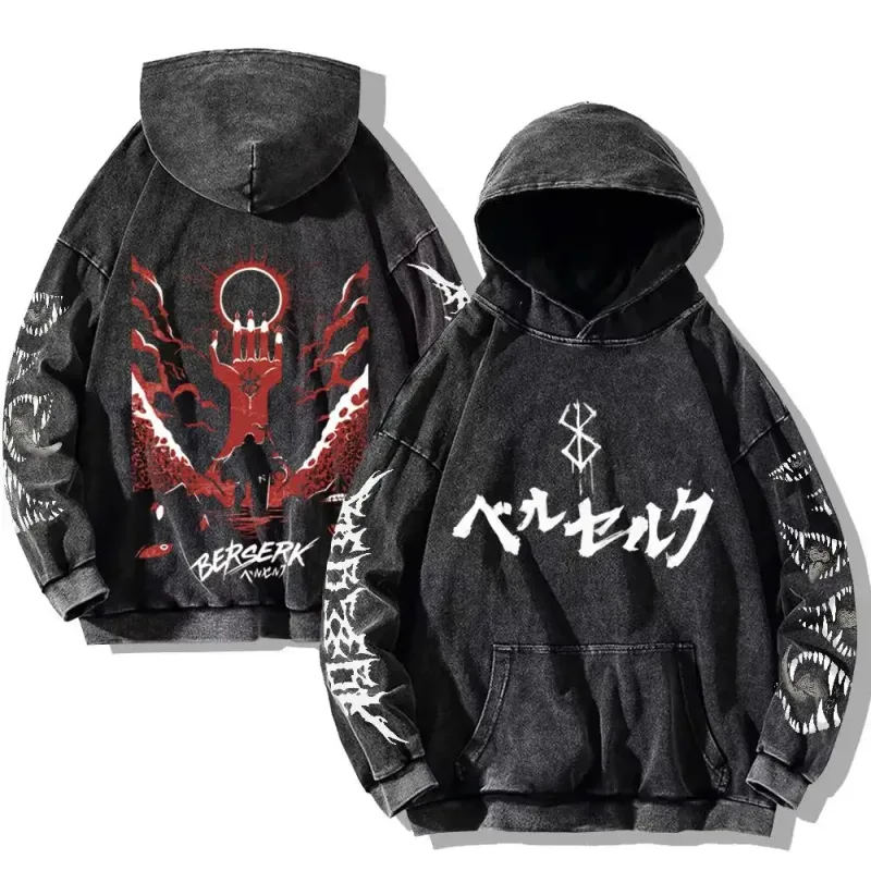 Berserk Anime Clothing Guts Cool Graphic Print Hooded Men Women Oversized Hoodies Cooton Casual Sweatshirt Harajuku Streetwear