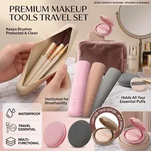 Sac de rangement pour pinceaux cosmétiques en Silicone, porte-brosse de maquillage de voyage, étui pour éponge de maquillage, organisateur d'outils de maquillage portables