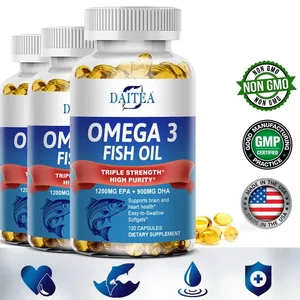 Daitea トリプル強度オメガ 3 魚油 - EPA および DHA 脂肪酸を含む魚油サプリメント プレミアム野生捕獲 30/60/120 カプセル