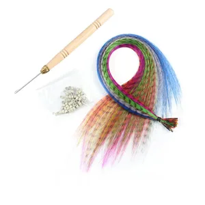 Synteettiset värilliset hiustenpidennykset 20 30 40 50 kpl kärki 16 tuuman synteettiset hiuslisäkkeet Zebra Feather -hiuspidennykset
