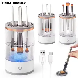 Bærbar USB Makeup Brush Cleaner 3 i 1 elektriske kosmetiske børster Rengøring Tørretumbler Værktøj Automatisk vask Makeup Cleaner til kvinder