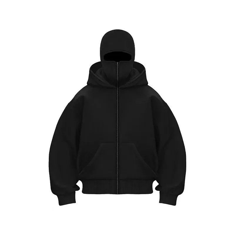 2025 پاییزی مردانه Balaclava Y2K Gothic Harajuku زمستانی مورد جدید سویشرت دو کلاهدار ماسک کلاهدار مردانه زیپ لباس ورزشی زنانه