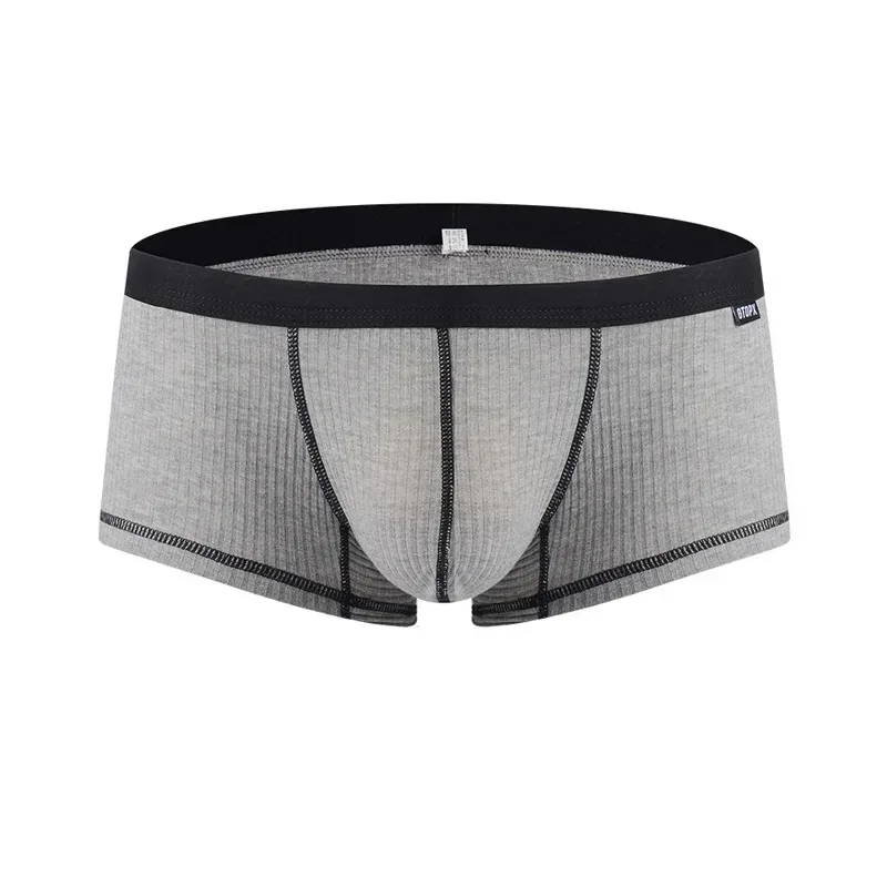 ชุดชั้นในชายออกแบบส่วนบุคคลต่ำเอวแพ็คBreathable Single Layer Uนูนกระเป๋าBoxershortsผู้ชาย