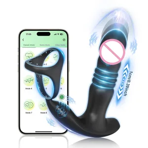 APP Control Thrusting Prostate Massager para sa Mga Lalaki Telescopic Anal Vibrator para sa Gay Butt Plug Cock Ring Mga Pang-adultong Goods Sex Toy para sa Mga Lalaki