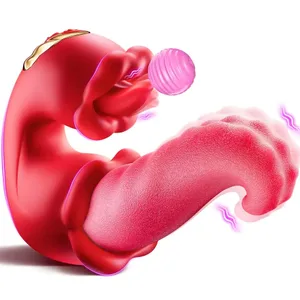 Rose Lecken Realistische Zunge Vibrator G-punkt Nippel Vagina Stimulator Klitoris Massagegerät Stoßdildo Erwachsene Sex Spielzeug