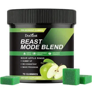 Dokteat Beast Mod Blend Pra Senaman Gummies Tenaga Fokus & Sokongan Ketahanan untuk Latihan Kekuatan & Gim Aktif Hari 70 Kiraan