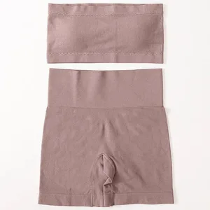 Seamless Set Sexy Bandeau Bra Ženy Šortky s vysokým pasem Podprsenky bez ramínek Vyjímatelné vycpávky Spodní prádlo Dámské spodní prádlo Set