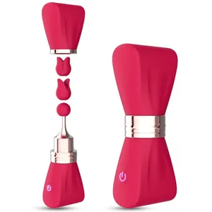 Mainan Dewasa Wanita Pemijat Klitoris G-spot Puting Stimulator Frekuensi Tinggi Mini Peluru Peluru 3 Kepala Pijat Silikon