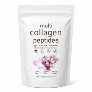 Multi Collagen Peptides Powder 454g Unflavored Collagen Blend พร้อม Vitamin C Biotin Hyaluronic Acid ผิวผมเล็บสนับสนุน