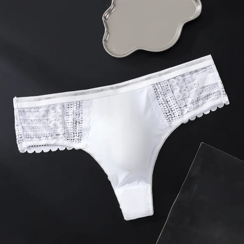 1pc Seluar Dalam Renda Seksi Lelaki Sutera Ais Lancar Seluar Dalam G-String Pouch Bonjolan 3D Thong Pepejal Anjal Tinggi Seluar Dalam Bernafas