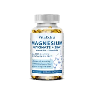 Glycinate de magnésium + supplément de zinc - Soutient les os du système immunitaire Le supplément minéral pour la santé cardiaque aide au sommeil naturel
