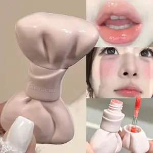 Bow Tube Watery Mirror Lip Tint Sladká šedá Růžová Hydratační lesk na rty Skleněná lesklá vodotěsná Glazura na rty Plump Lips Kosmetika