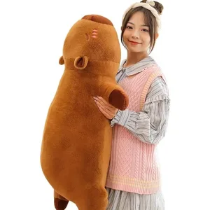 Kawaii Капибара плюшевая подушка с длинным телом, мягкая кукла с животными, милая приятная подушка для дивана-кровати, сон, домашний декор