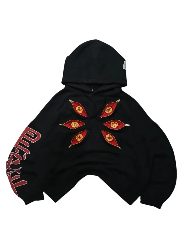 Punk Six Eyes Kokushibo Multi Zipper Hoodies Cool Design Sweatshirt Y2k Streetwear Oversized Casual Fashion Couples Anime Hoodie