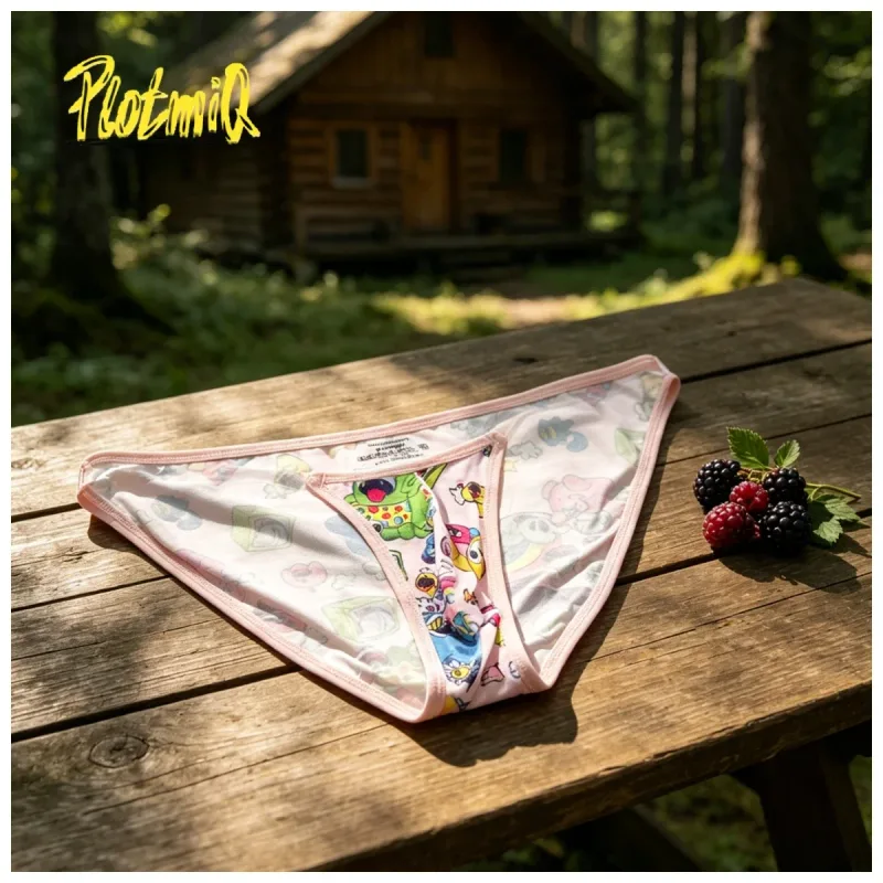 1PCS Voller Druck Cartoon Graffiti Männer Slips Weichen Stoff Breiten Bund 3D U Pouch Low Rise Close Fit Herren unterwäsche