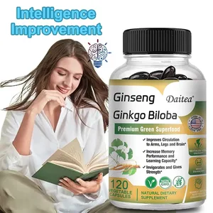 Premium Ginseng + Ginkgo - Nootropic Brain Supplement Memory & Concentration Circulation & Energy Boost 120 kapsler