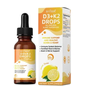 Vitamina D3 K2 Gotes líquides Absorció de calci i suport ossi 1000 UI D3 amb K2 Sabor llimona 60 ml 30 racions