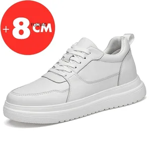 Big Size Lift Mænd Sneakers Elevator Sko Forhøjelse Højde Forøg indersål 7-8CM Højhælede sko Ægte læder sportssko