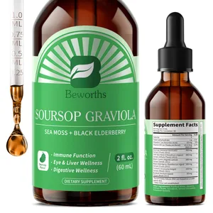 Estratto naturale di graviola soursop Supporto per gocce Immunità e salute digestiva Disintossicazione e pulizia Senza glutine SENZA ZUCCHERO