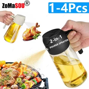 1-4Pc 2-in-1 Penyembur Penuang Minyak Botol Kosong Bekas Minyak Plastik Dispenser Pengewap Dapur Barbeku Perkhemahan Peralatan Memasak