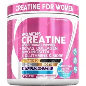 ผู้หญิง Creatine Monohydrate Powder 5000mg BCAA Multi-Collagen Biotin วิตามิน D3 Tropical Orange กีฬาโภชนาการ 30 เสิร์ฟ
