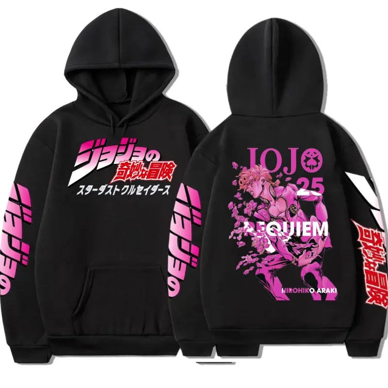 Sudaderas con capucha de Anime Jojo Bizarre Adventure Giorno Giovanna Manga sudaderas gráficas hombres mujeres ropa Manga larga jerseys de lana