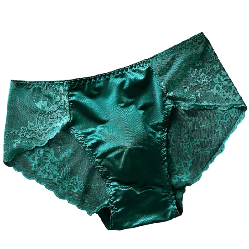 Mænd blondetrusser Sømløse issilketrusser Undertøj 3D Bulge Pouch lavtaljet homoseksuel trusser