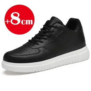 2026 nye højdeforøgende sko til mænd 8 cm usynlig elevator sneakers hvid læder Sport Zapatillas De Hombre Stor størrelse 46