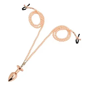 Perles anals petites i mitjanes grans Conjunt de pinces per a mugrons de perles amb pinces de mama amb cadena de pinces de mama de metall Bondage Slave Joc de parella Joguina sexual