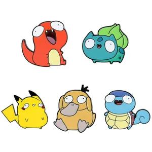 Anime Emalje Pin Sjov tegneseriefigur Pikachu Squirtle Psyduck Metal Badge Broche Jakke Jeans Lapel Pin Legetøjstilbehør