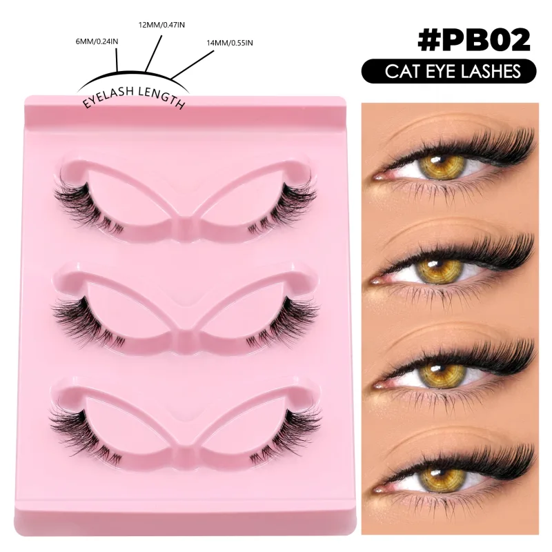 Halve vipper Cat Eye øjenvipper Naturligt udseende Piskede falske vipper Faux Mink vipper Klart bånd Naturlig falske vipper Makeup