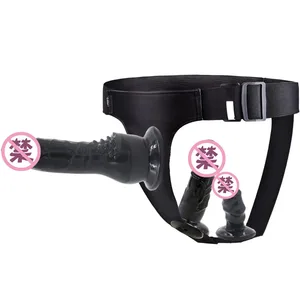 Factory Direct Triple - Prong Lesbian Strap - on: Läderbyxor Bär med realistiska dildos Erotiska sexleksaker för vuxna