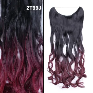 Jeedou Estensione Dei Capelli Ondulati Elasticità Filo Invisibile Linea di Pesce Un Pezzo Senza Clip Posticci Sintetici Ombre di Colore Per Le Signore