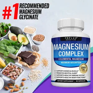 Magnesiumkomplex 1000 mg Nahrungsergänzungsmittel – Magnesiumglycinatcitrat und Malat – Schlafunterstützung, Stressabbau, Muskeln und Entspannung