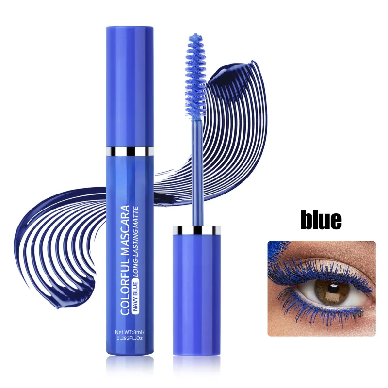 Rímel colorido para cílios, azul, rosa, verde, colorido, à prova d'água, encantador, longa duração, ondulação, maquiagem para os olhos, natal
