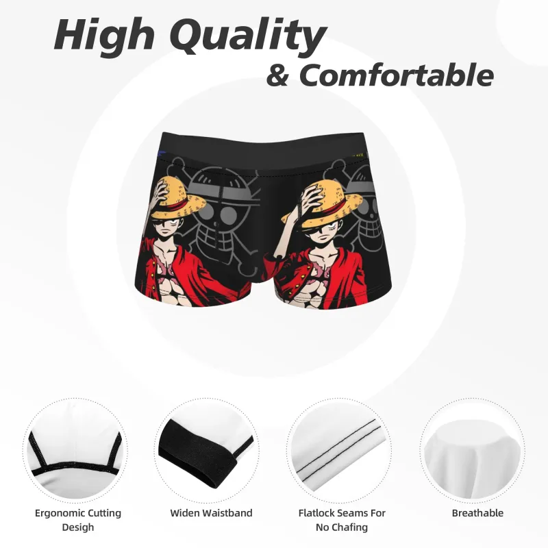 One Piece Monkey D Luffy Skull Heren Ondergoed Boxer Slips Shorts Slipje Nieuw Mid Waist Underpants for Homme Grote Maten
