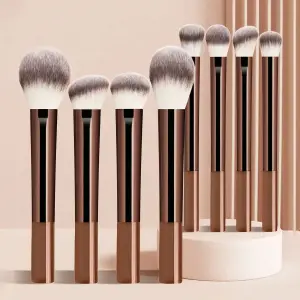 8 szt. Wielofunkcyjny zestaw pędzli do makijażu z długą rączką Włosie syntetyczne do pudru i różu Podkład Contour Kosmetyki do makijażu twarzy