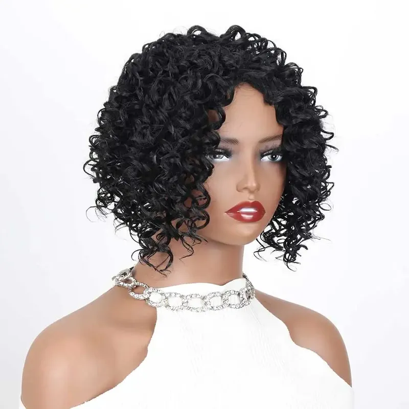 Synthetic Short Kinky Curly Hair Topper Clip-in Afro Curly Hairpiece for Women Natural Looking Top Hairpiece for Thinning Hair