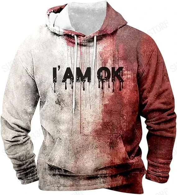 Komik Mektup Ben Güzel Kanlı 3d baskılı kapüşonlu svetşört Erkek Kadın Moda Cadılar Bayramı Eşofman Gençler Hoodie Kazak Sonbahar Kış Giysileri