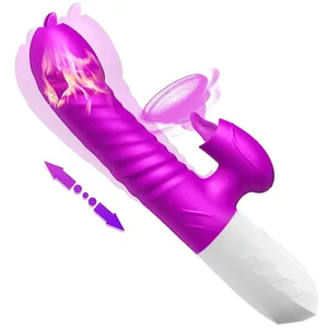 Stoßvibrator für Frauen, lecken G-Punkt-Klitoris-Nippel-Stimulator, Heizung, realistischer Dildo, Masturbation, Sexspielzeug für Erwachsene