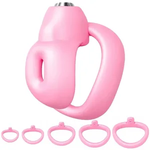 Sada klecí pro mužský penis pro cudnost Malá mini klec pro cudnost s 5 penisovými kroužky Penis Bondage Slave Restraint Muž sexuální hračka