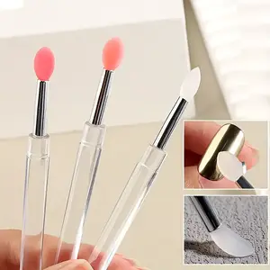 5 pinceaux à ongles réutilisables en silicone effet miroir - applicateur maquillage et vernis à ongles double tête