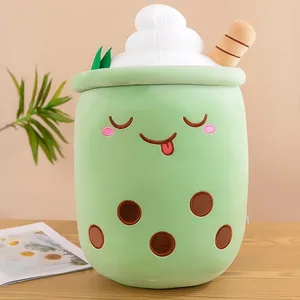 Bonic peluix Boba de peluix Bubble Tea Menjar Tassa de llet Coixí de peluix Suau Kawaii abraçada Joguines de peluix Regals per a nens