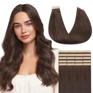 Cinta Sunmofavo en extensiones de cabello humano Remy, cinta Invisible gruesa, sedosa, recta, marrón Natural, 20 piezas de grado de salón para mujeres