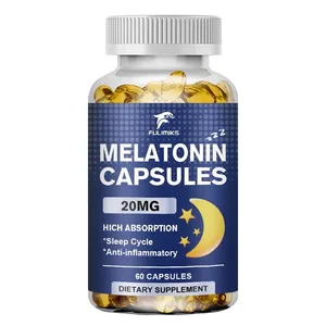 Melatonin 20 mg Schlaf-Nahrungsergänzungsmittel, 120 Kapseln mit Erdbeergeschmack, enthält Melatonin – gesunder Schlaf