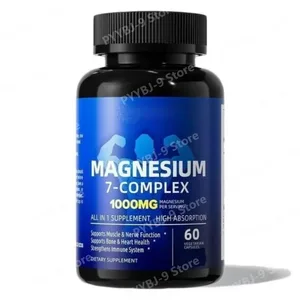 Magnesium-7-Komplex-Ergänzungsmittel mit Glycinat-Citrat-Malat-Chelat-Zink-Vitamin D3 B6 zur Linderung der Schlafmuskulatur, 60 Kapseln