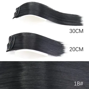 Syntetické 20cm/30cm neviditelné rovné vycpávky Clip-In Jednodílné prodloužení vlasů Horní boční kryt Nadýchaný příčesek pro ženy