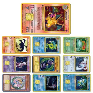 Anime Pokemon Pikachu tarjeta de crédito piel 2.5D HD pegatinas tarjeta calcomanía tarjeta película mate piel pequeño Chip pegatina impermeable regalos Juguetes