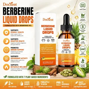 Docteat Berberine HCl flydende dråber understøtter fordøjelsessundhed med ceylon kanel og grøn kaffebønne ananas smag 60 ml
