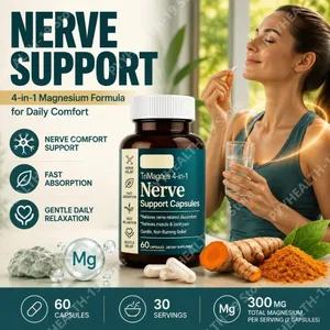 Viên nang phức hợp magiê 4 trong 1 TriMagnes 300mg với Citrate Glycinate Malate nghệ giúp thần kinh thoải mái thư giãn cơ bắp 60 Ct